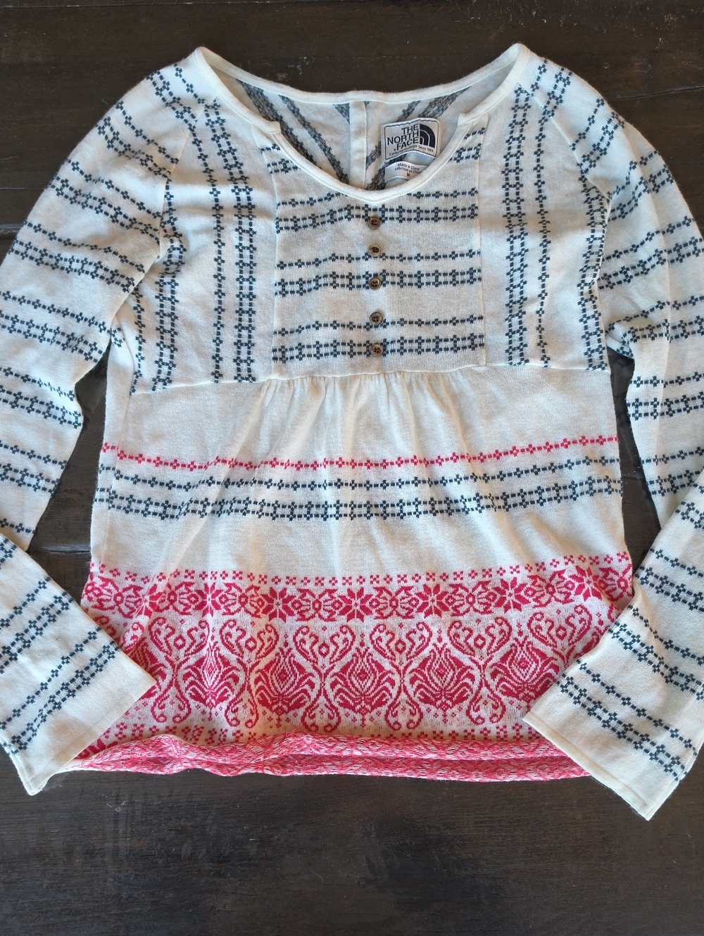 (M) The North Face White Long Sleeve Henley Nordic Outdoor Gorpcore Athleisure